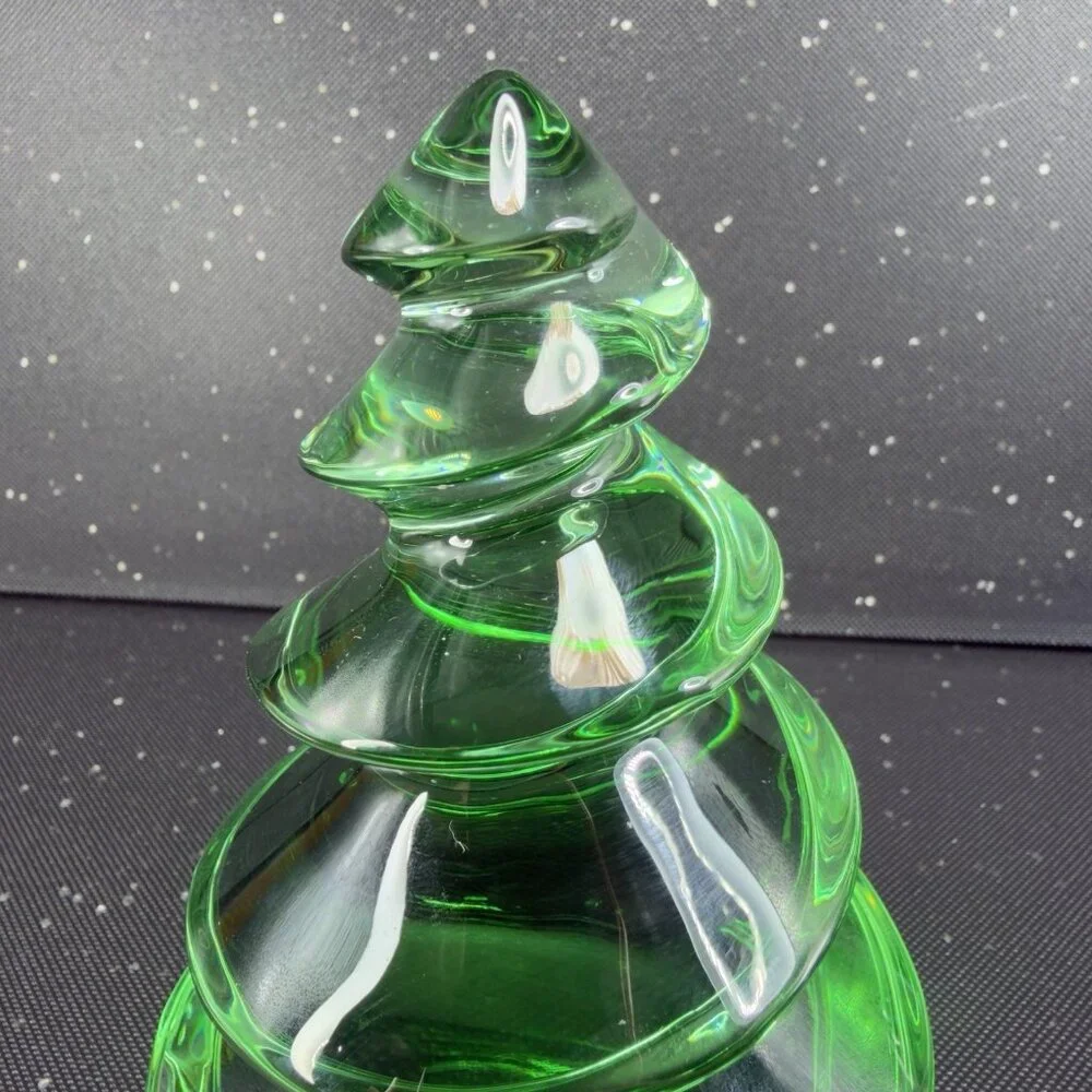 BACCARAT Crystal Green‎ Christmas Tree Figurine Noel Enchanting Eye Fir Signed